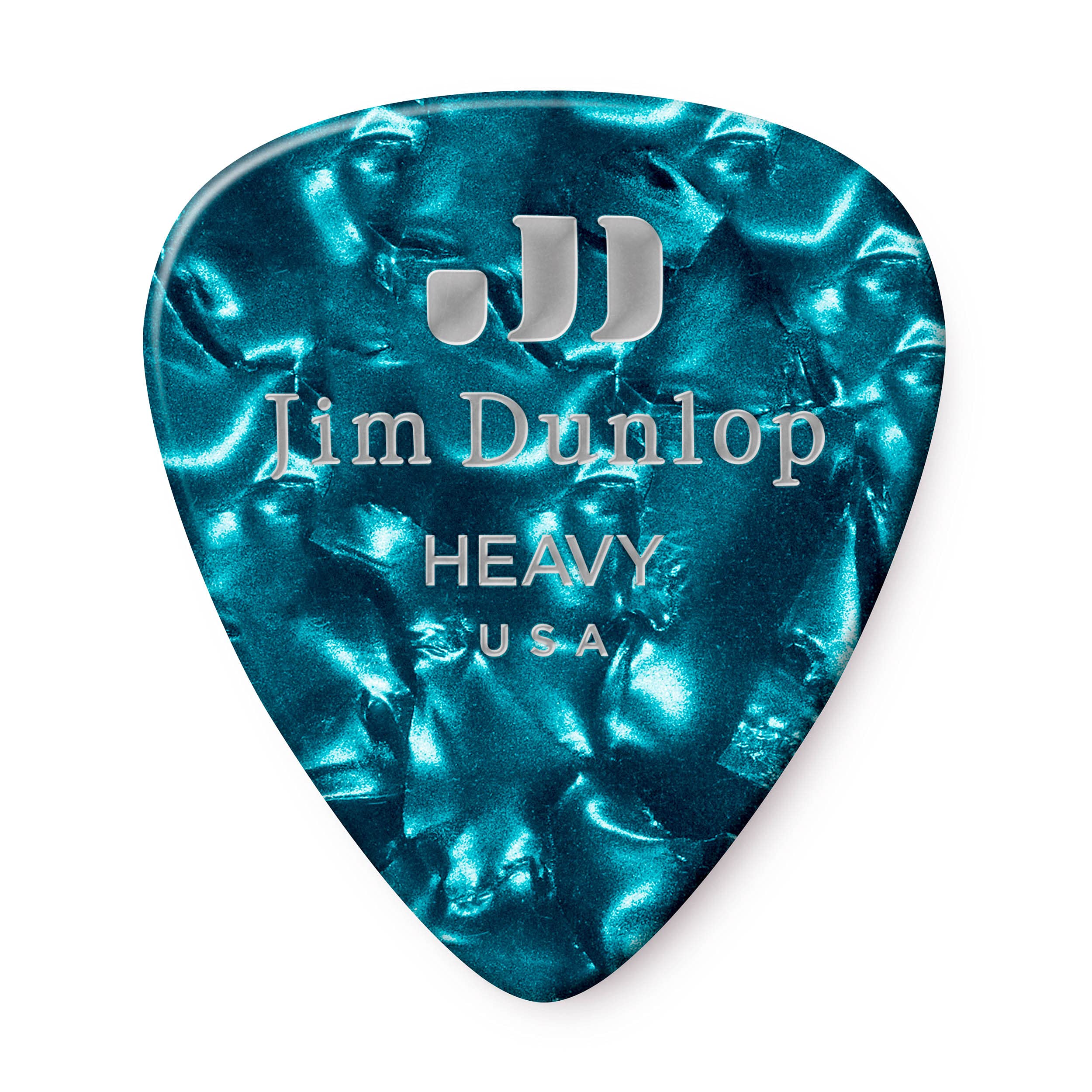 Jim Dunlop 483P11HV Genuine Celluloid, Turquoise Pearloid, Heavy, 12/Player's Pack