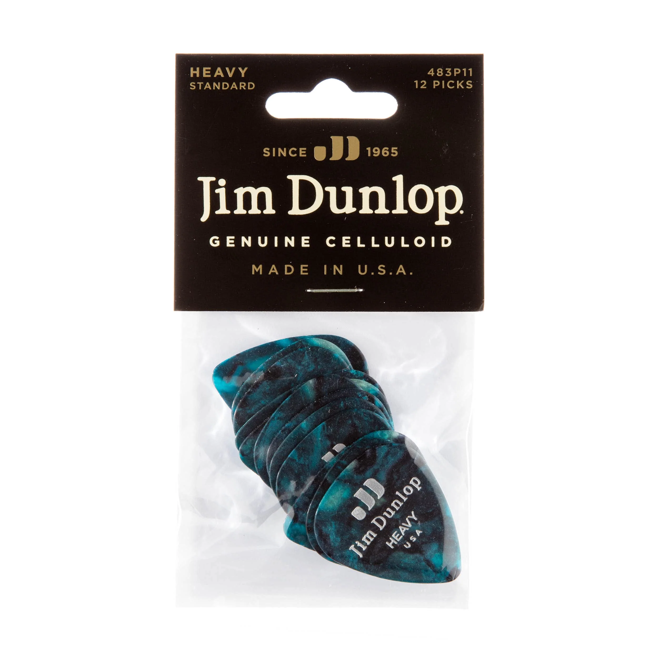 Jim Dunlop 483P11HV Genuine Celluloid, Turquoise Pearloid, Heavy, 12/Player's Pack - Image 4