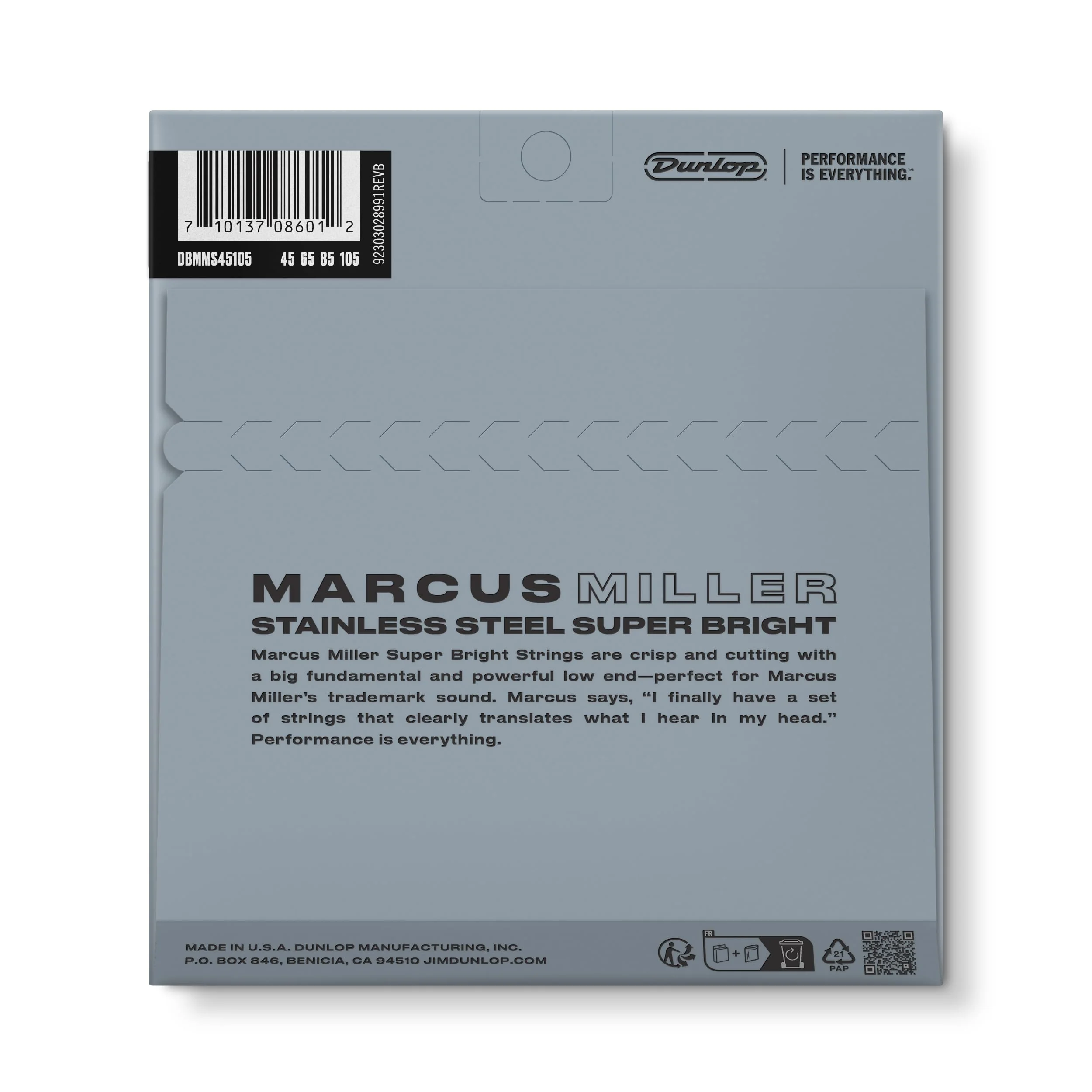 Jim Dunlop Dunlop 4/Set Marcus Miller Super Bright Stainless Steel Bass Strings Medium (.045.105) (DBMMS45105) 4 String - Image 7