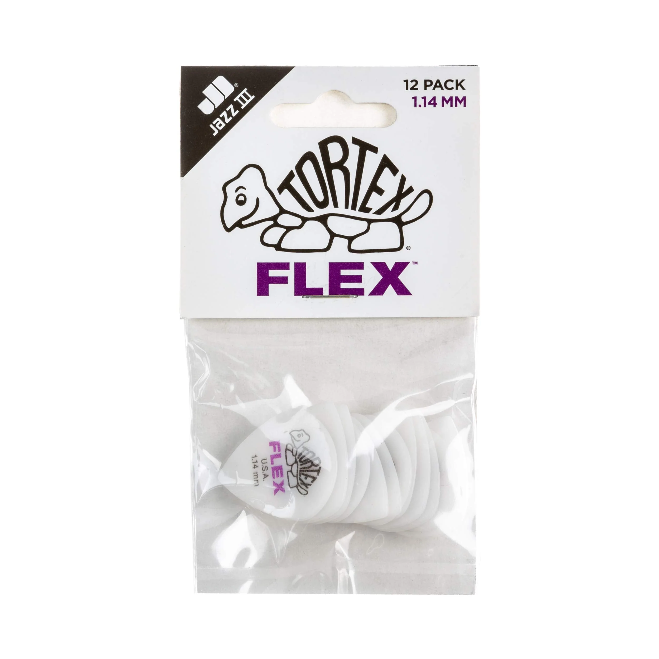 Jim Dunlop Tortex Flex Jazz III, 1.14mm, White Guitar Picks (468R1.14) 72 Pack PURPLE - Image 3