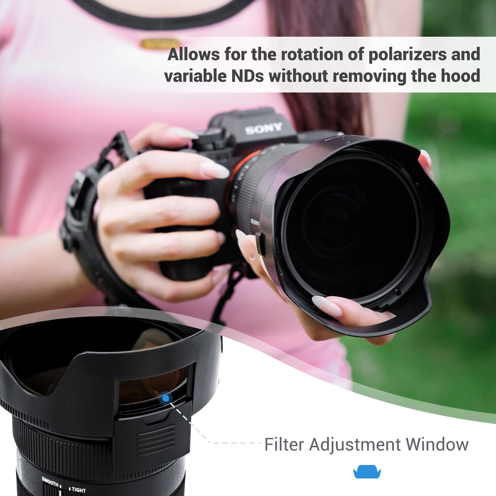 JJC ALC-SH168 Bayonet Reversible Lens Hood Shade for Sony FE 24-70mm F2.8 GM II Lens SEL2470GM2, Replaces Sony ALC-SH168 Lens Hood, Allows to Attach 82mm Filter & Lens Cap - Image 5