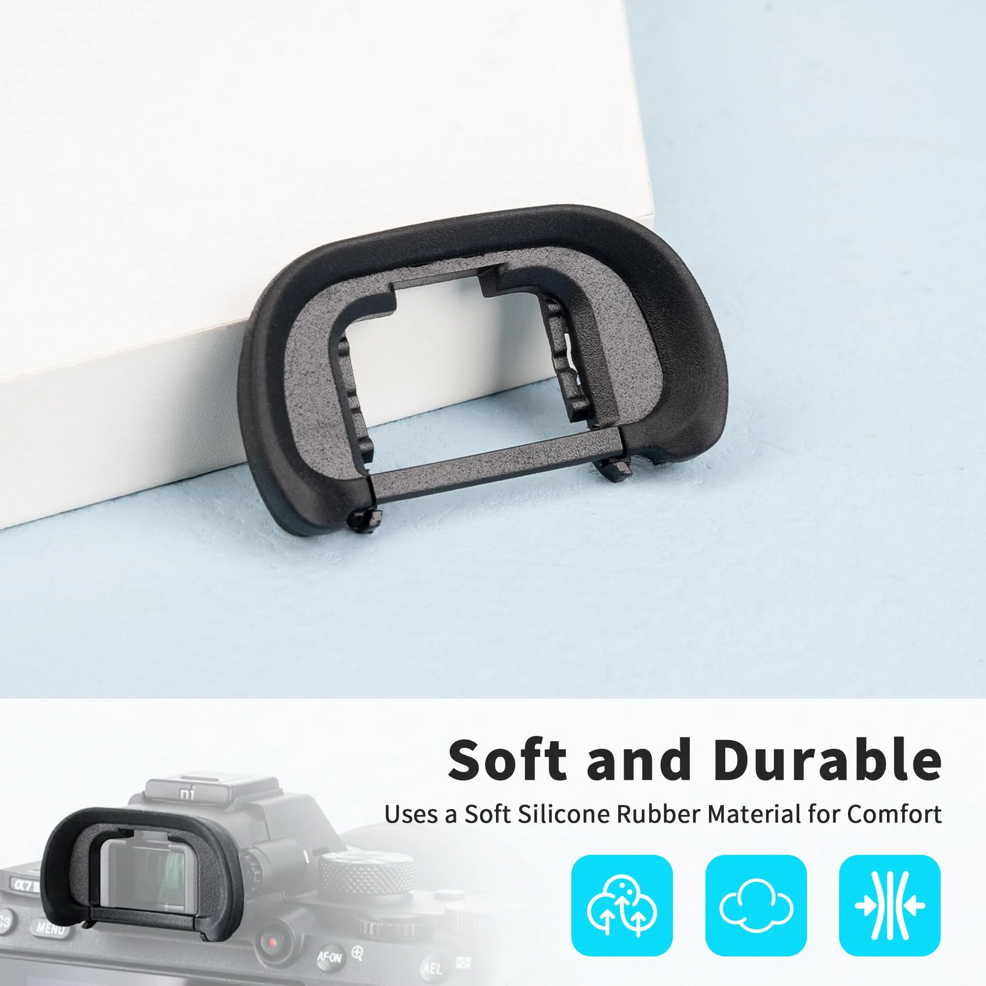JJC Camera Eyecup Eyepiece Viewfinder for Sony A7 III A7 II A7 A7R IV A7R III A7S II A7S A99 II A9 A58 Camera, Soft Silicone Eye Cup Replacement of Sony FDA-EP18 (2 Pack) 2 Packs Original Replacement - Image 4