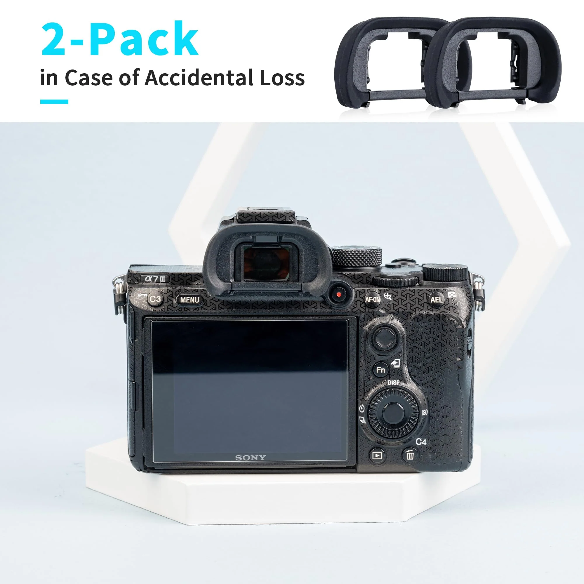 JJC Camera Eyecup Eyepiece Viewfinder for Sony A7 III A7 II A7 A7R IV A7R III A7S II A7S A99 II A9 A58 Camera, Soft Silicone Eye Cup Replacement of Sony FDA-EP18 (2 Pack) 2 Packs Original Replacement - Image 6