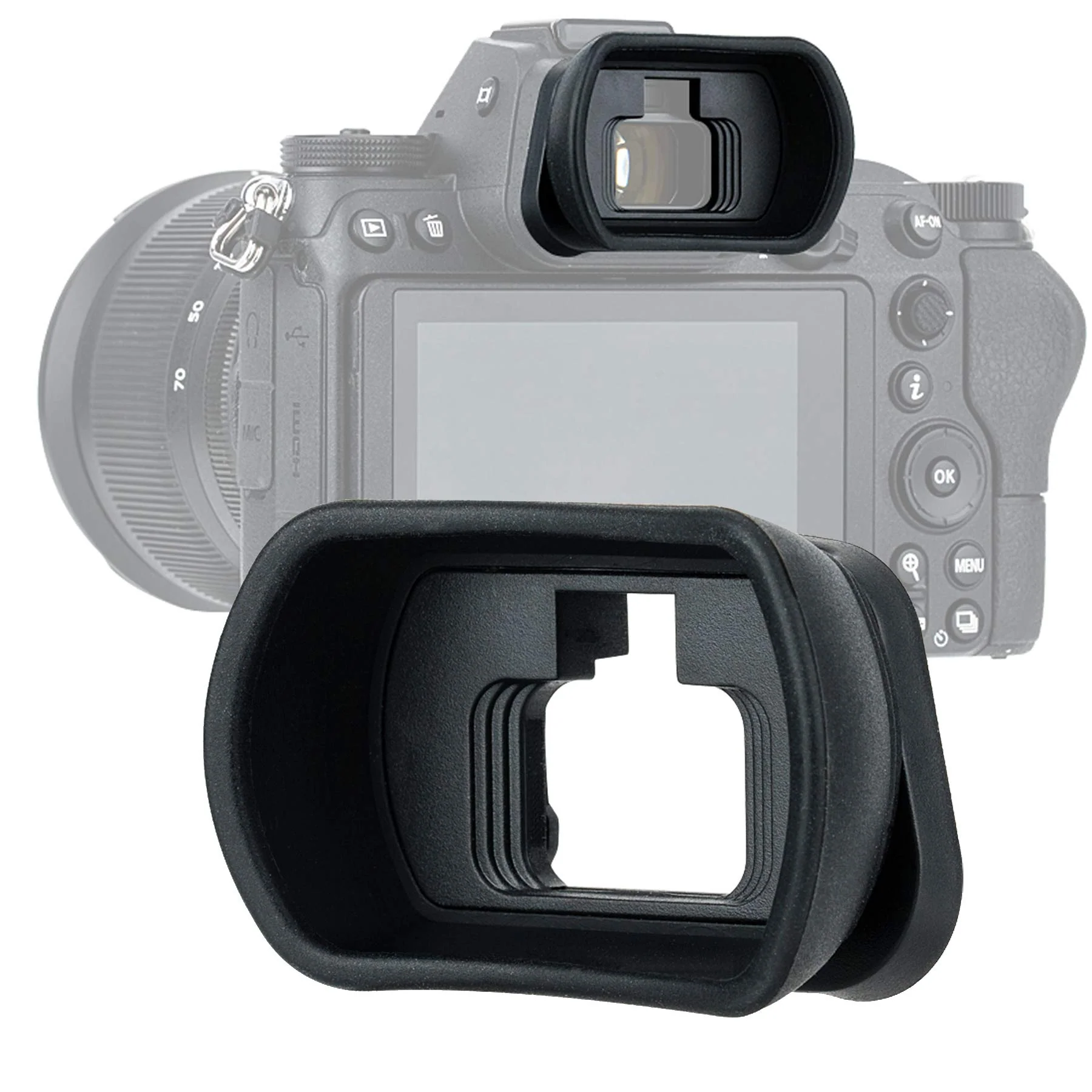 JJC KIWIFOTOS Ergonomic Long Camera Eyecup for Nikkor Z5 Z6 Z7 Z6II Z7II, Eye Cup Eye Piece viewfinder Replace DK-29 Eyecup, Soft Silicone, 50 * 33 * 21mm, Compatible with Nikon Z6 II Z7 II Z6 Z7 Z5 for Z6 Z7