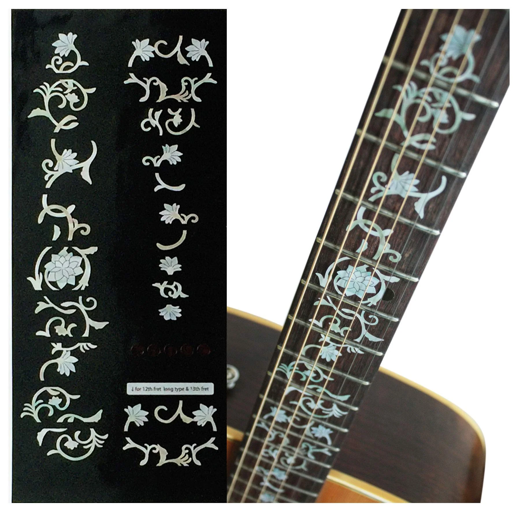 Jockomo Oriental Flower White Pearl Guitar Inlay Sticker