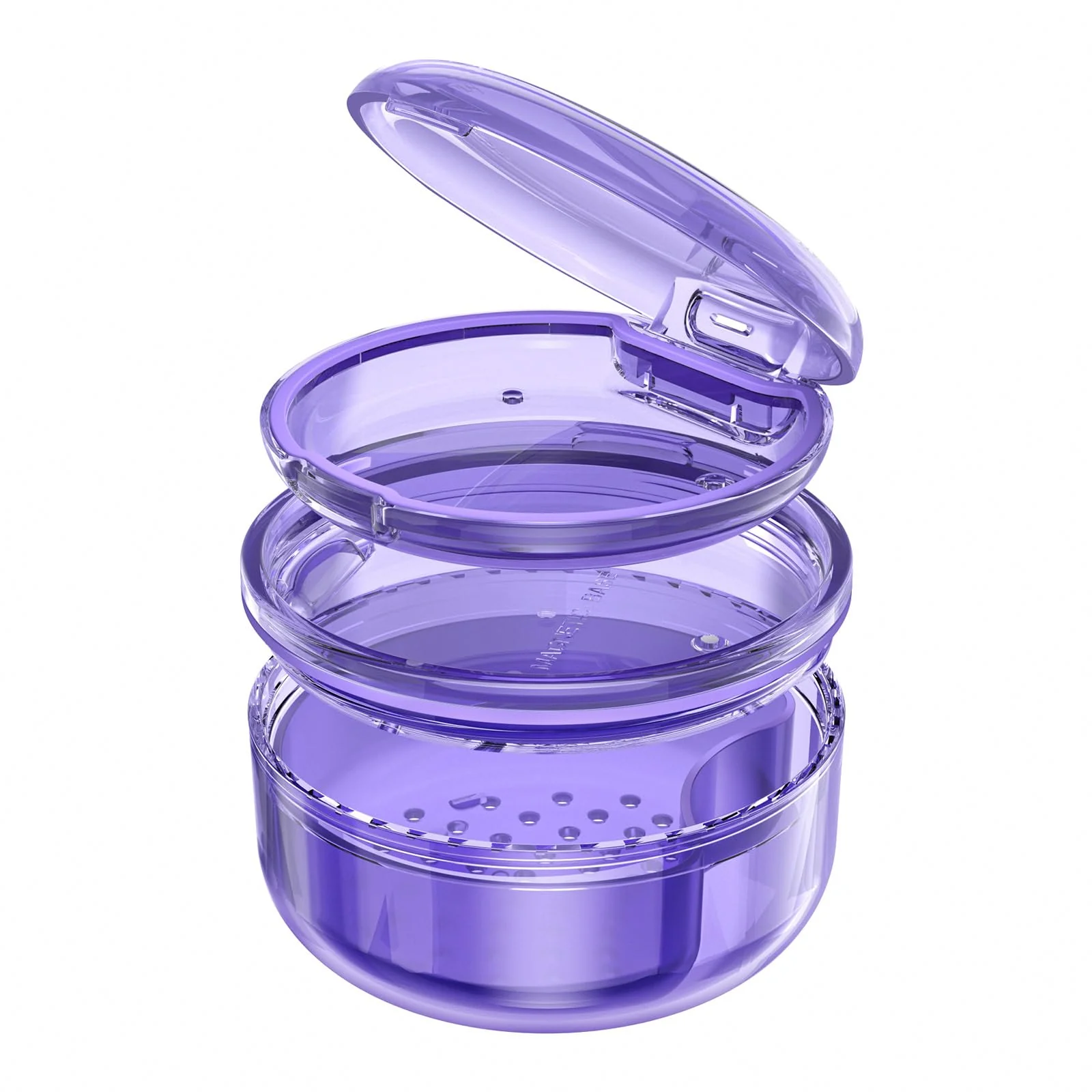 Joinice 2-in-1 Retainer Box and Soaking Box, Portable, Storage and Soaking Made of PC Material, Suitable for Retainers, Braces, Dental Splints and Prostheses, for Storage and Cleaning (Purple) Purple