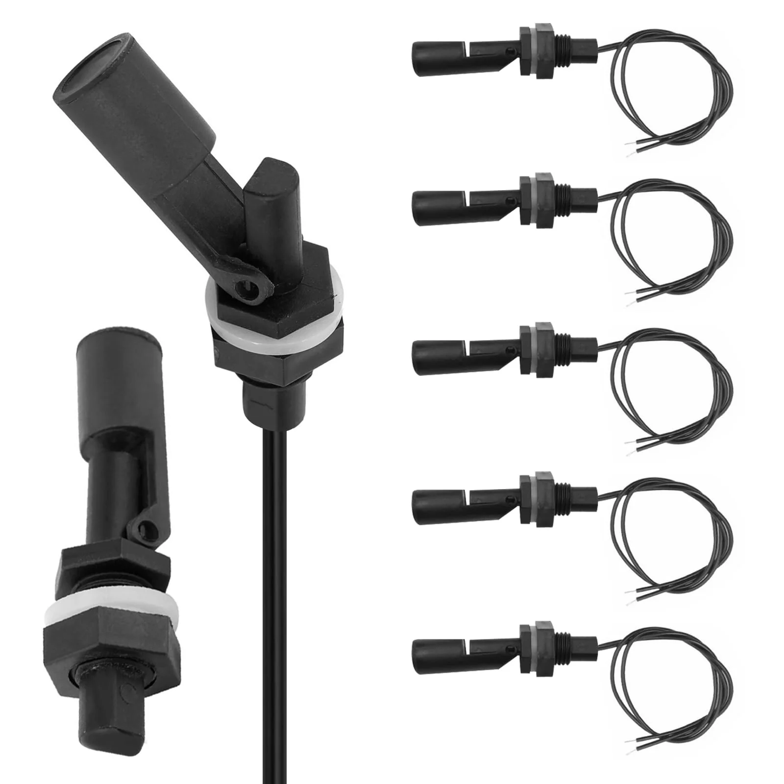 Joycabin Pack of 5 Float Switch Water Level Sensor, Float Switch, Level Switch, Side Mounted Horizontal Float Switch, Liquid Float Switch for Tank, Pool, Horizontal, Aquarium black