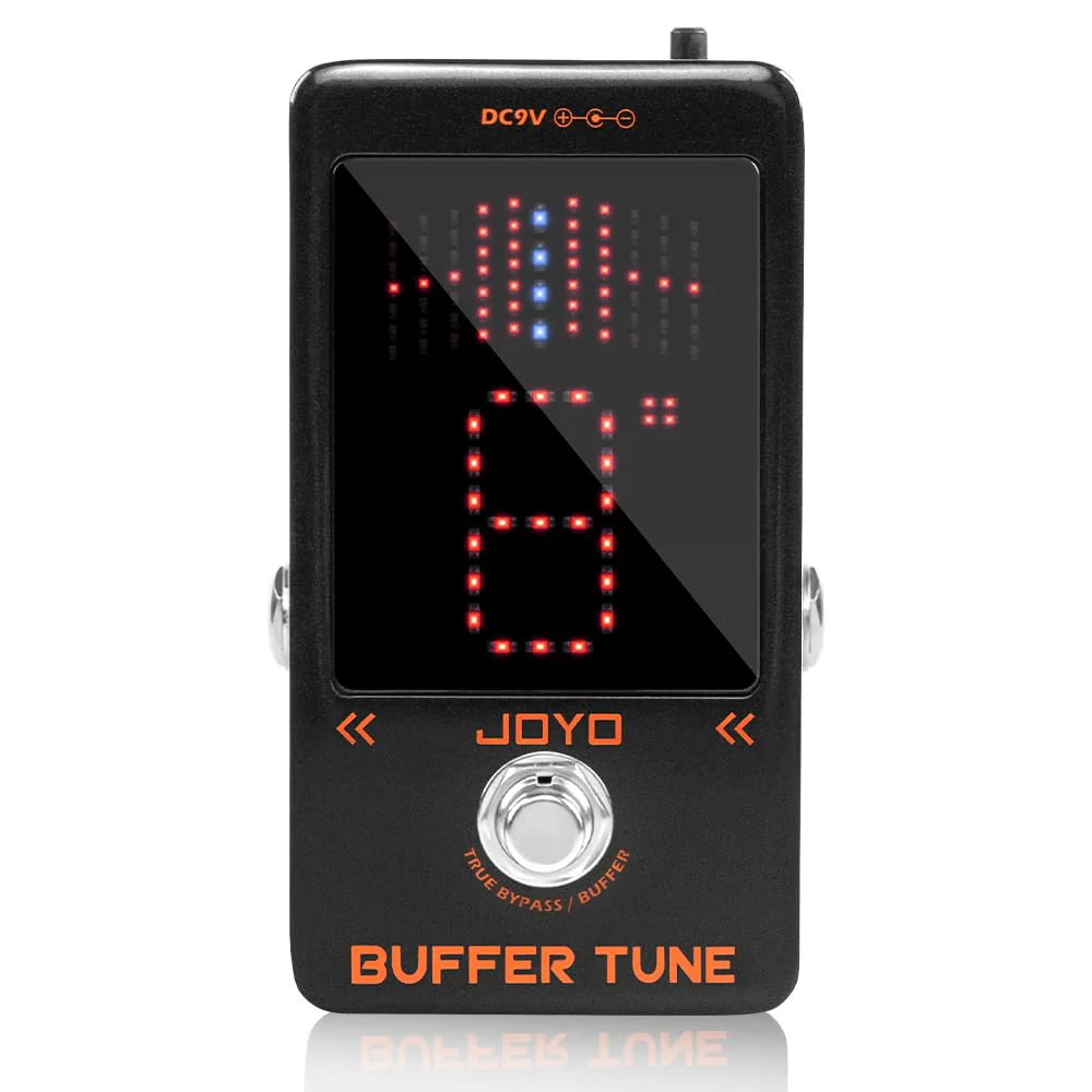 JOYO Buffer Tuner Pedal Built-in Buffer with Accurate Tuning and LED Screen for Electric Bass Guitar Effects (Buffer Tune JF-19) Buffer,Tuner Black