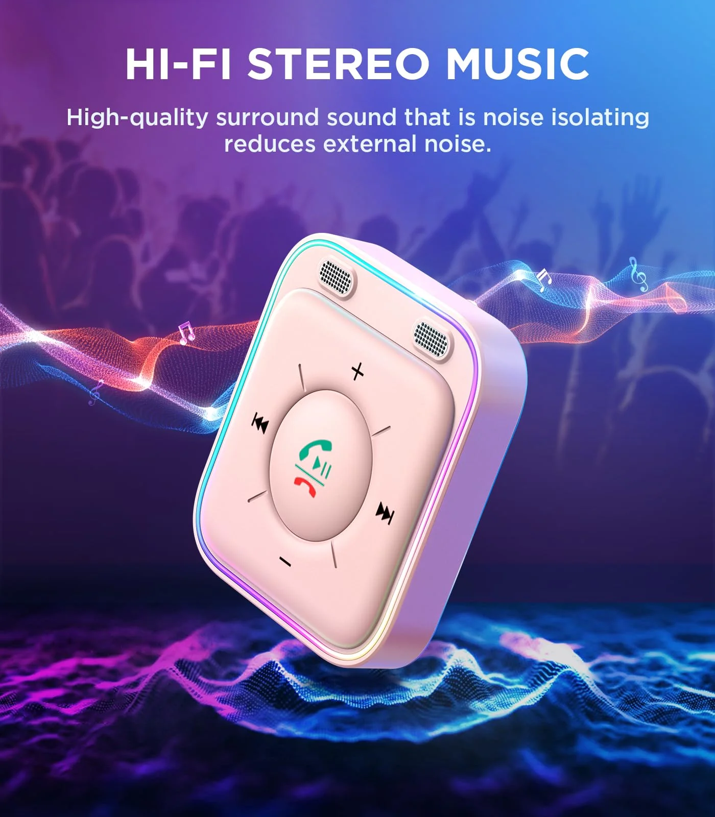 JOYROOM Bluetooth 5.4 Car Adapter with Dual Mics and Noise Cancellation, AUX Bluetooth Car Kit with Plug-and-Play and Noise Filter for Hands-Free Calls and Stereo Audio, Pink - Image 4