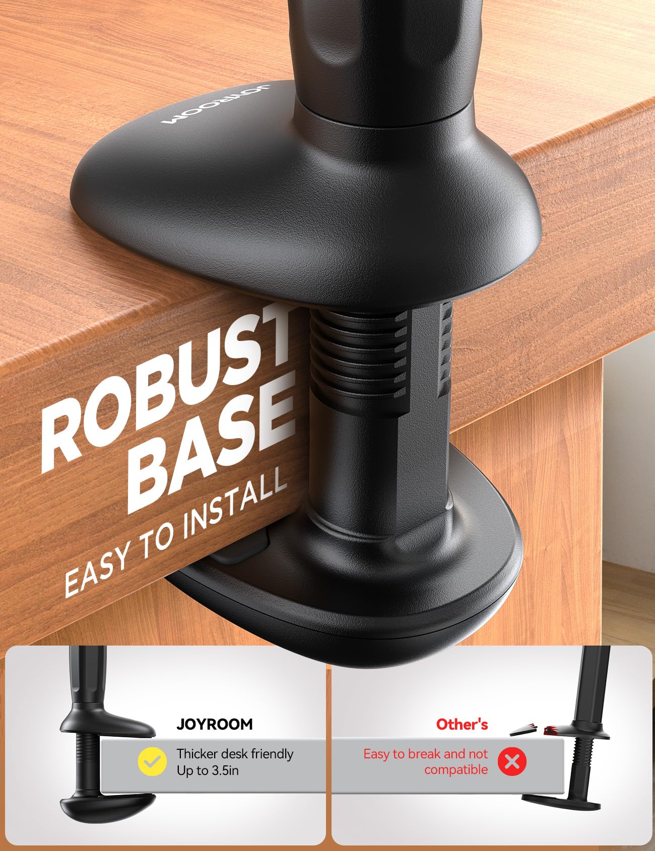 JOYROOM Gooseneck Phone Holder for Bed, [Upgrade Safety Lock] Flexible Long Arm Phone Stand, 720° Adjustable Desk Clamp Clip Phone Mount for iPhone 16 & All 4-7" Devices - Image 6