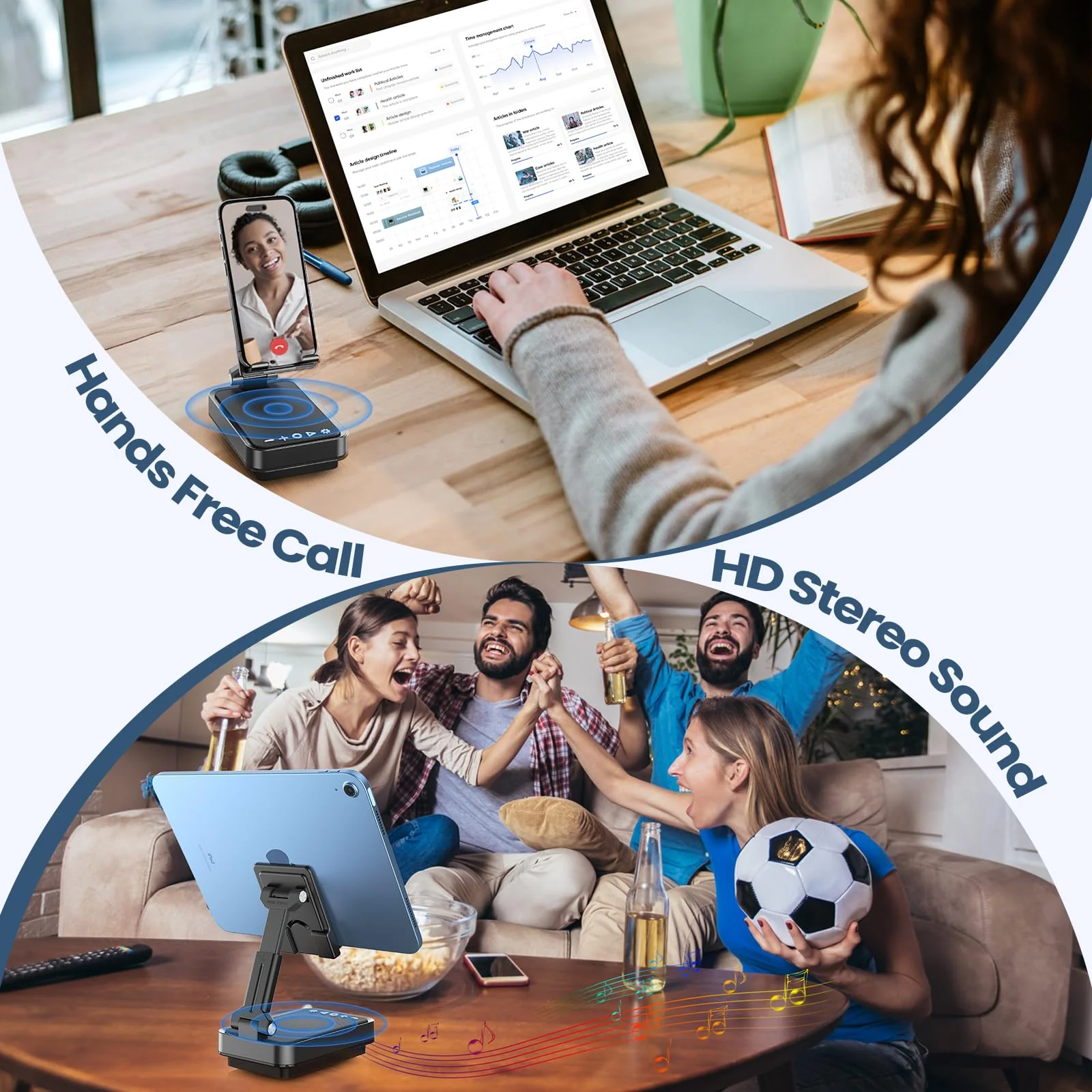 JTEMAN Gifts for Men Cell Phone Stand with Wireless Bluetooth Speaker and Jumping Light, Cool Tech Gifts for Men Women Husband Dad, Unique Birthday Gifts for Him - Image 6