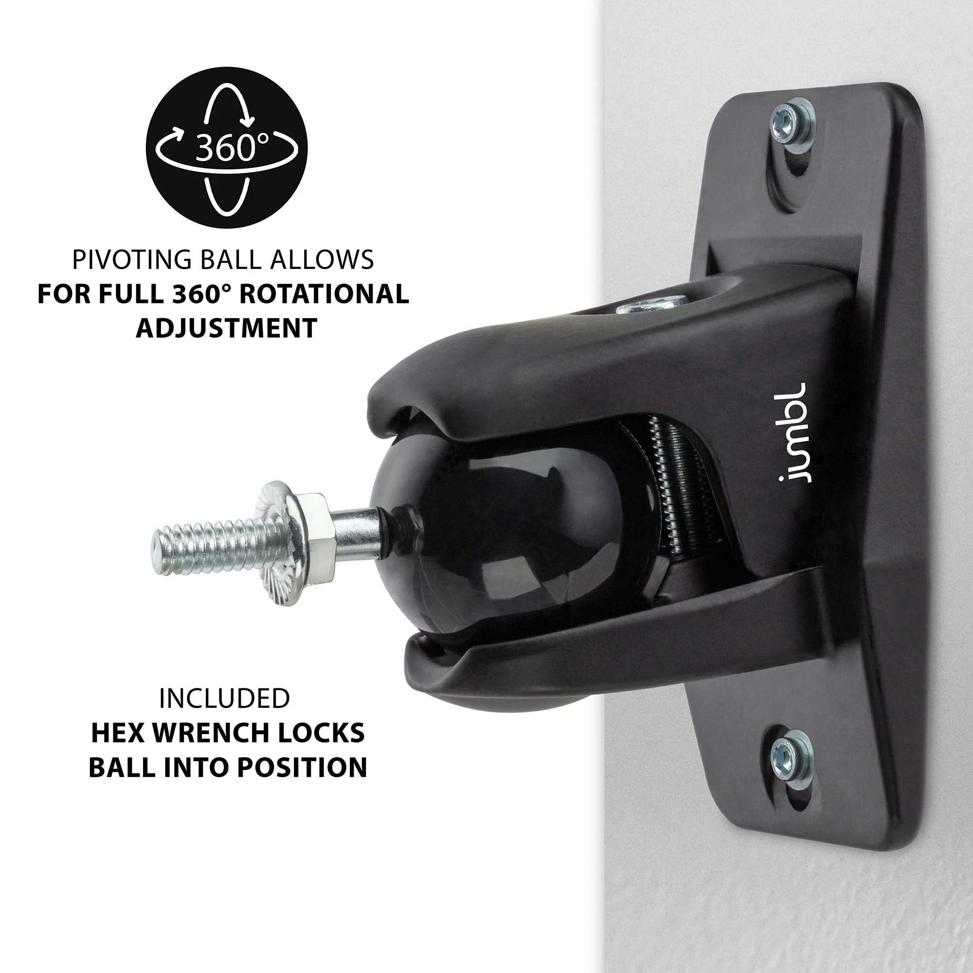 Jumbl SINSB7B ProGrip Ultra Stainless Steel Speaker Wall Mount Bracket Black, Pair of 2 - Image 2