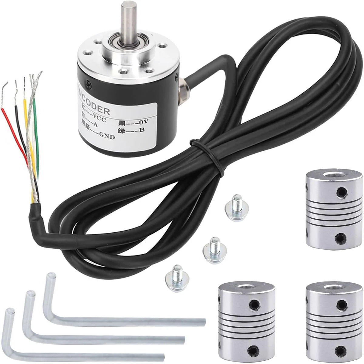 JYUDAUFU Incremental Rotary Encoder, DC 5-24V 600P/R AB 2 Phase Quadrature Optical Encoder, NPN Output with Program Test Accessories, for Radio, Button Module, Wheel Speed Sensor, Mouse Wheel