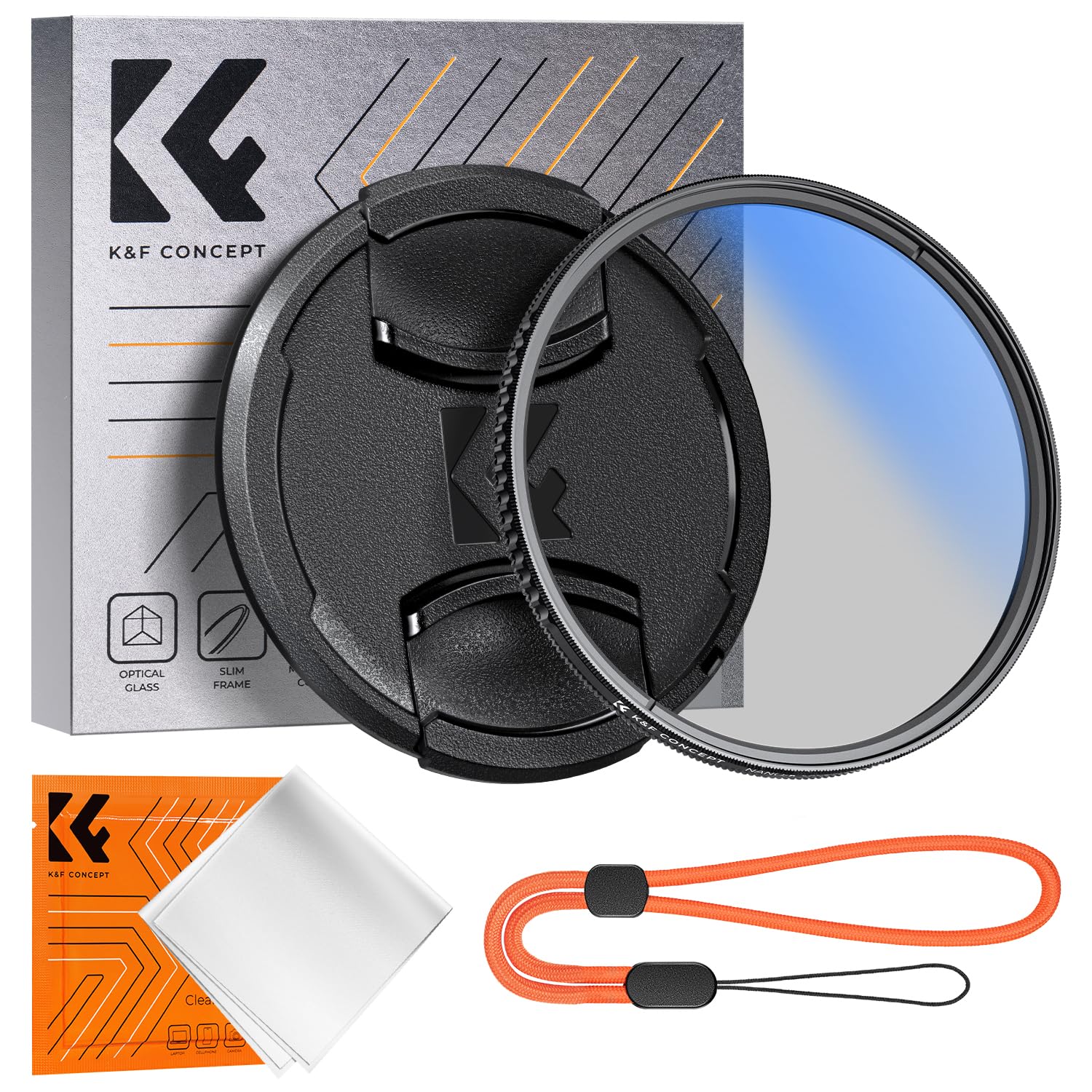 K&F Concept 58mm Circular Polarizer Filter with Lens Cap Cleaning Cloth Optical Glass Ultra Slim 18 Multi-Layer Coatings Polarizing Filter for Camera Lens (K-Series)