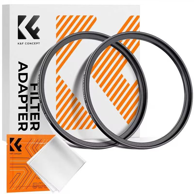 K&F Concept 77-82mm(2 Pcs) Step-Up Ring Adapter, 77mm to 82mm Step Up Filter Ring for 77mm Lens Install 82mm ND CPL UV Lens Filter