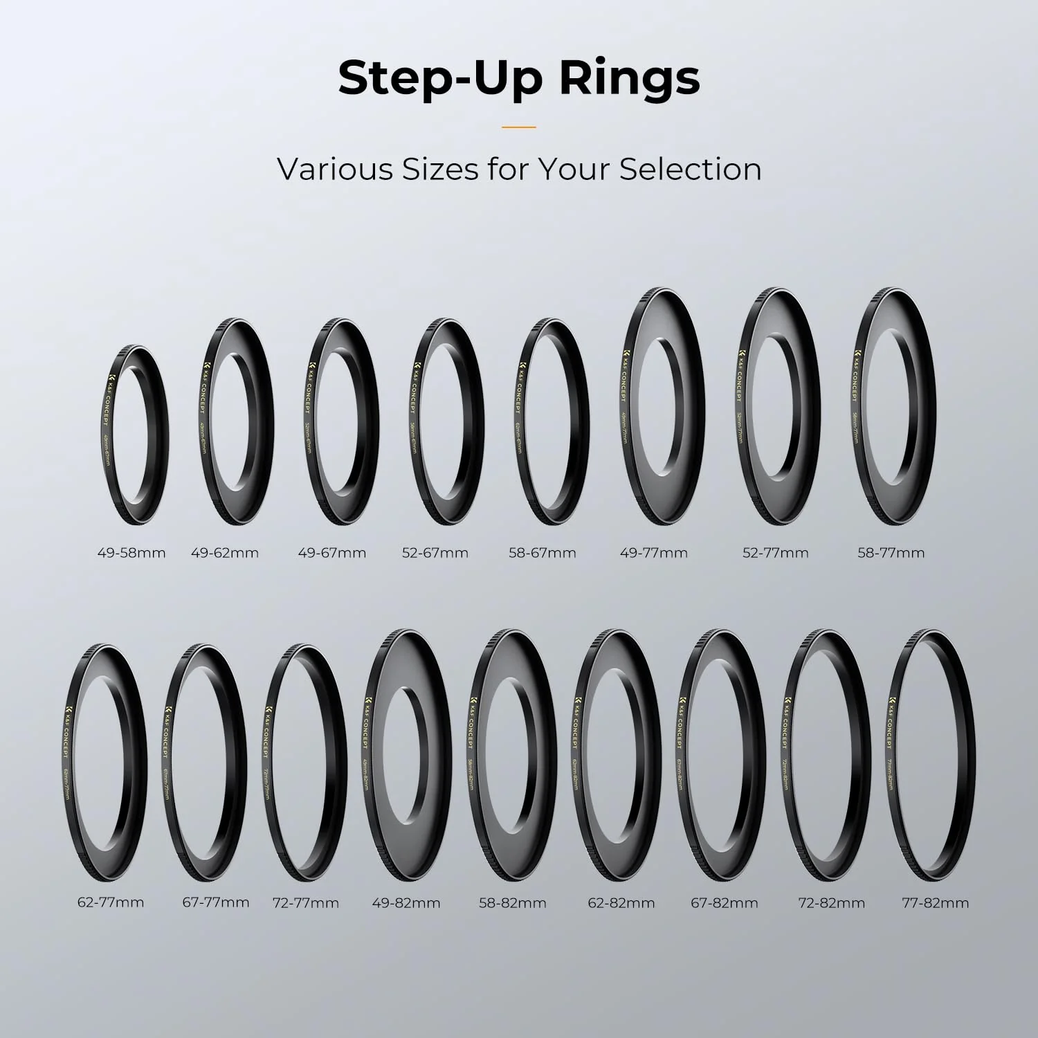 K&F Concept 77mm to 82mm Step-Up Lens Filter Adapter Ring CNC Machined Brass Filter Adapter Rings, for 77mm Lens Install 82mm Filter 77-82mm - Image 4