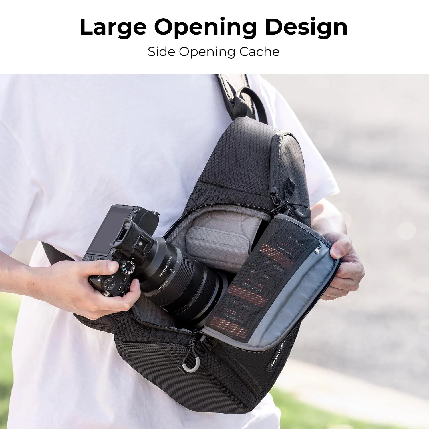 K&F Concept Camera Sling Bag Crossbody Bag Waterproof Camera Shoulder Backpack DSLR/SLR/Mirrorless Camera Case Photography Bags Compatible with Canon/Nikon/Sony/Fuji/Gopro/DJI Black - Image 5