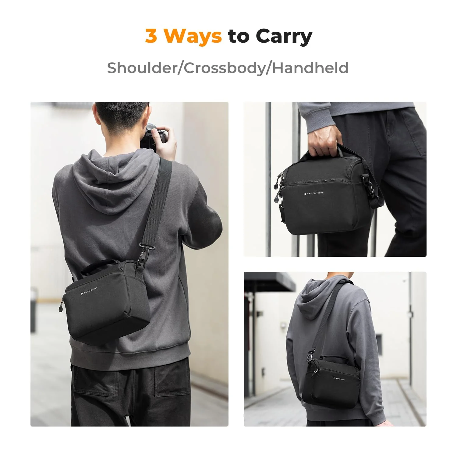 K&F Concept Camera Sling Bag Small Crossbody Camera Case DSLR/SLR/Cute Compact Shoulder Photography Bags for Photographers Black - Image 5