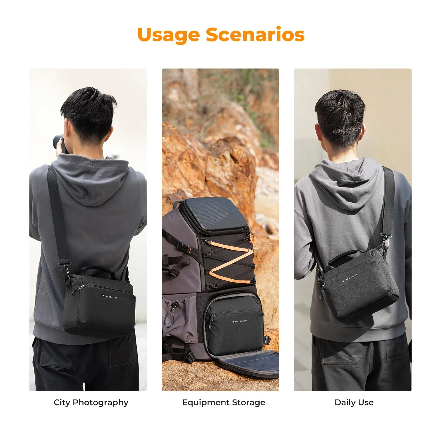 K&F Concept Camera Sling Bag Small Crossbody Camera Case DSLR/SLR/Cute Compact Shoulder Photography Bags for Photographers Black - Image 8