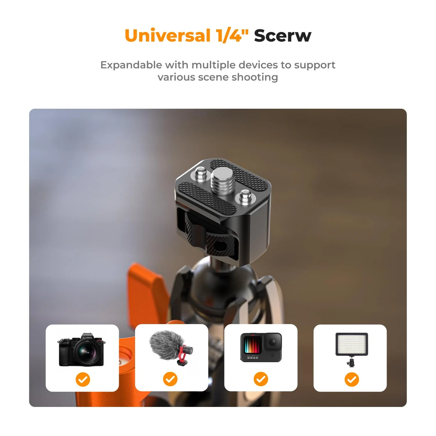 K&F Concept MS13 Magic Arm with Super Clamp, Super Clamp with two 360° ball heads, 1/4" thread and 1/4" screw compatible with Camera, Phone, GoPro, Tripod Super Clamp with Magic Arm - Image 5