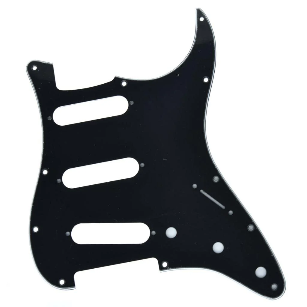 KAISH 11 Hole ST/Strat Style Pickguard SSS Pick Guard for USA/Mexico Stratocaster/Strat Black 3 Ply