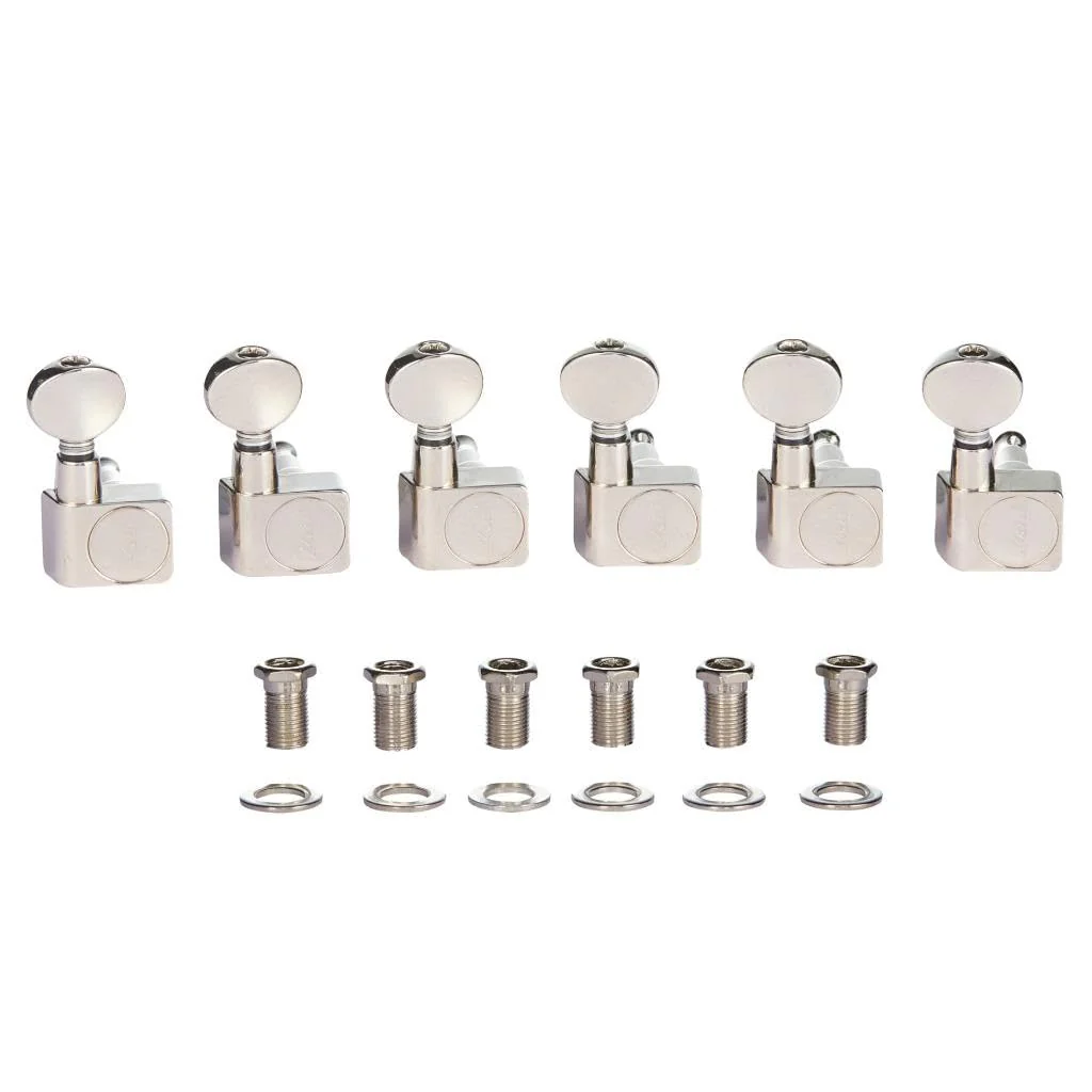 KAISH 21:1 Dual Pin (No Screws) Tuners 2 Pin Tuning Keys Pegs Tuning Machine Heads fits for American Series Strat/Tele Guitars Vintage Oval Button Nickel