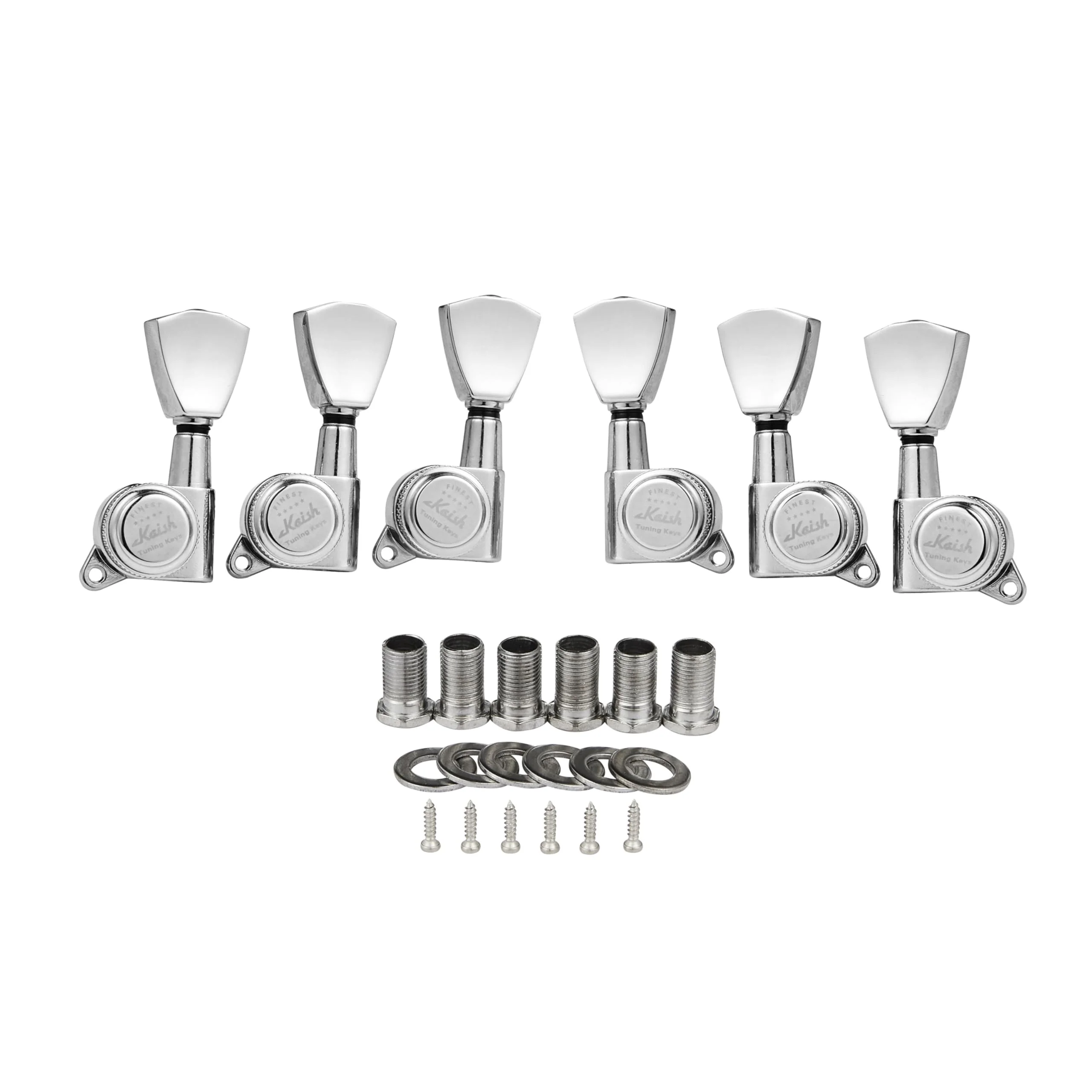 KAISH 3x3 Locking Tuners 18:1 Guitar Tuning Keys Locking Tuning Machines with Keystone Buttons for LP/Les Paul/SG/ES or Acoustic Guitars Chrome