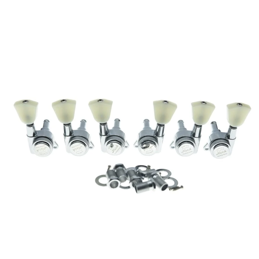 KAISH 3x3 Off White Keystone Locking Tuners 18:1 Guitar Tuning Keys Locking Tuning Machines for LP/Les Paul/SG/ES or Acoustic Guitars Chrome