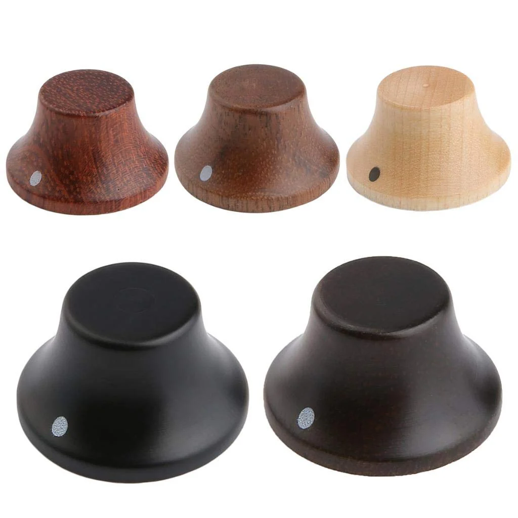 KAISH 4-Pack Wood Knobs LP/Strat Style Bell Knobs Guitar Bass Top Hat Wood Knob with Indicator Dot Rose Wood Pack of 4 - Image 6