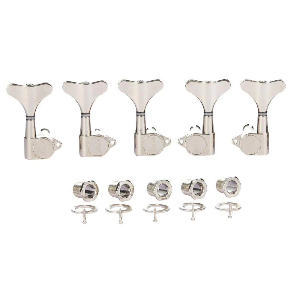 KAISH 5 String 3R2L 18:1 Sealed Bass Tuners Bass Guitar Tuning Keys Tuning Machine Heads for Ibanez/Yamaha Style Acoustic/Electric Bass Nickel 5 String 3R/2L
