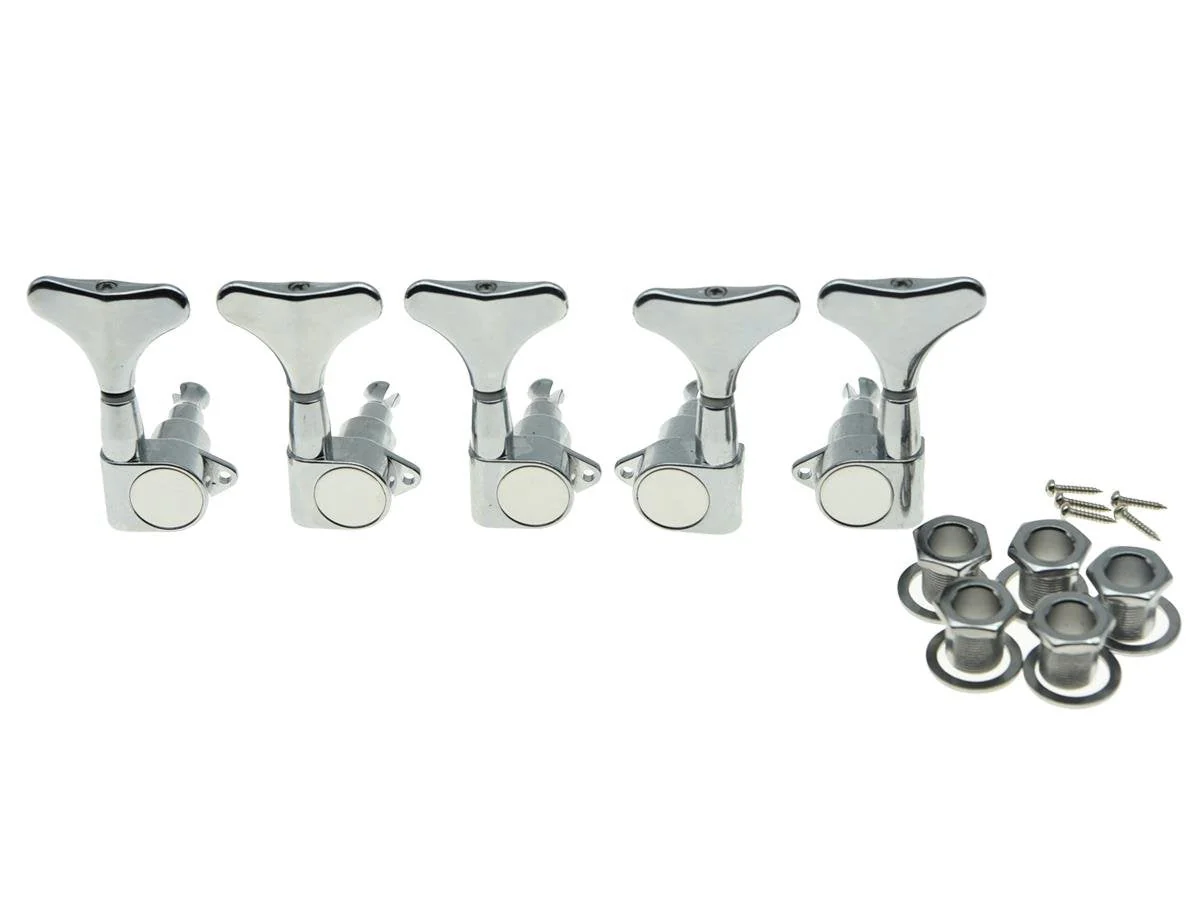 KAISH Chrome 2+3 Sealed Bass Tuners 2L3R Tuning Keys Pegs 5 String Bass Guitar Machine Heads 2L3R Chrome