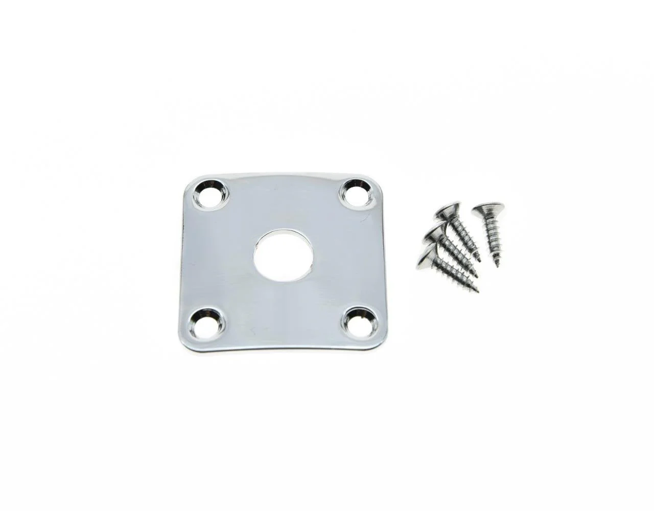 KAISH Chrome Metal Curved Bottom Jack Plate Curved Base Square Jackplate for Les Paul LP Guitars Curved Base/Bottom