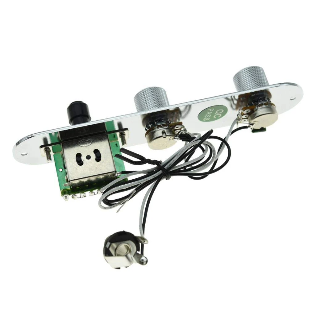 KAISH Fully Loaded Control Plate Pre-Wired 3-Way Control Plate with Wiring Harness for Tele/Telecaster Chrome - Image 4