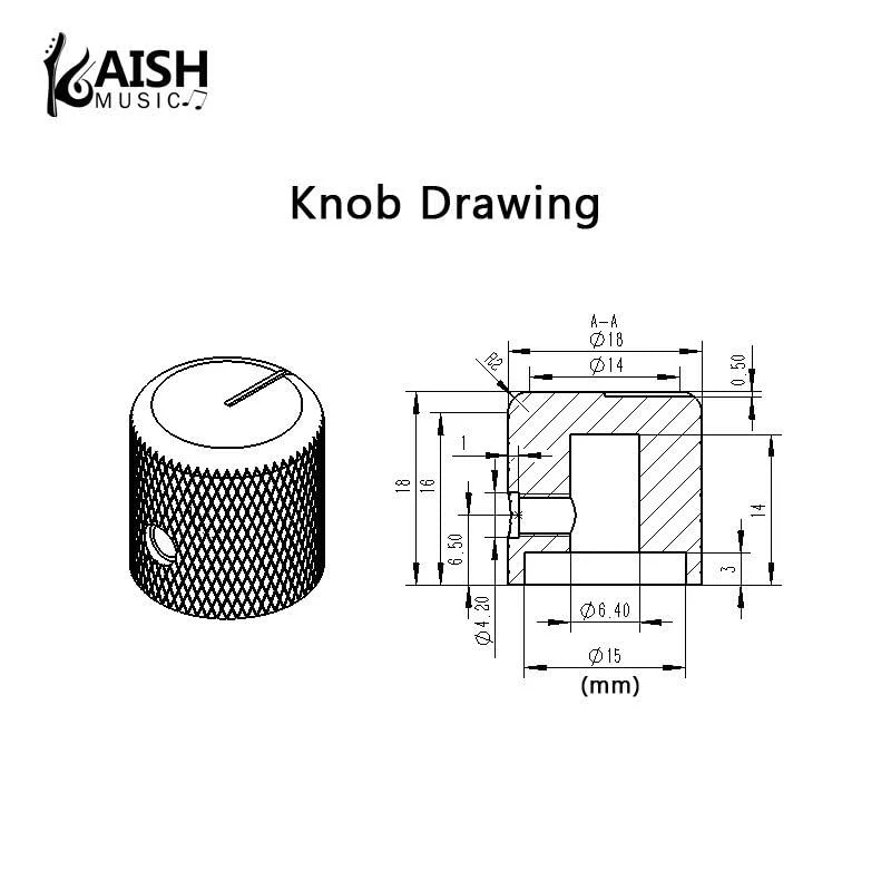 KAISH Set of 2 Aluminium Metal Flat Top Guitar Bass Knobs Guitar Volume/Tone Control Knobs 1/4" Universal Potentiometer Pot Knobs with Indicator Line for Tele/Telecaster Gold - Image 2