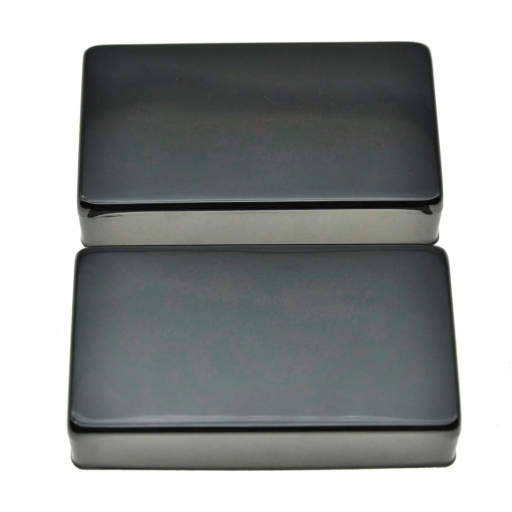 KAISH Set of 2 Sealed Humbucker Guitar Pickup Covers Brass Humbucker Pickup Cover No Holes Black