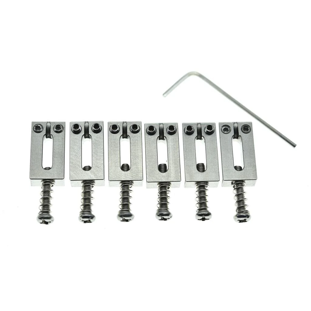 KAISH Upgraded Version Stainless Steel Guitar Bridge Saddles 10.5mm String Spacing with Nickel Screws for Stratocaster/Telecaster 10.5mm with Nickel Screws