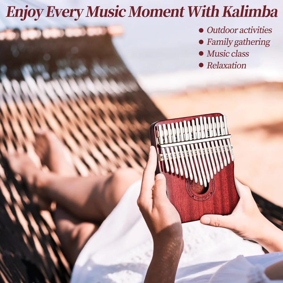 Kalimba Thumb Piano 17 Keys Finger piano (Wine red) Wine red - Image 6