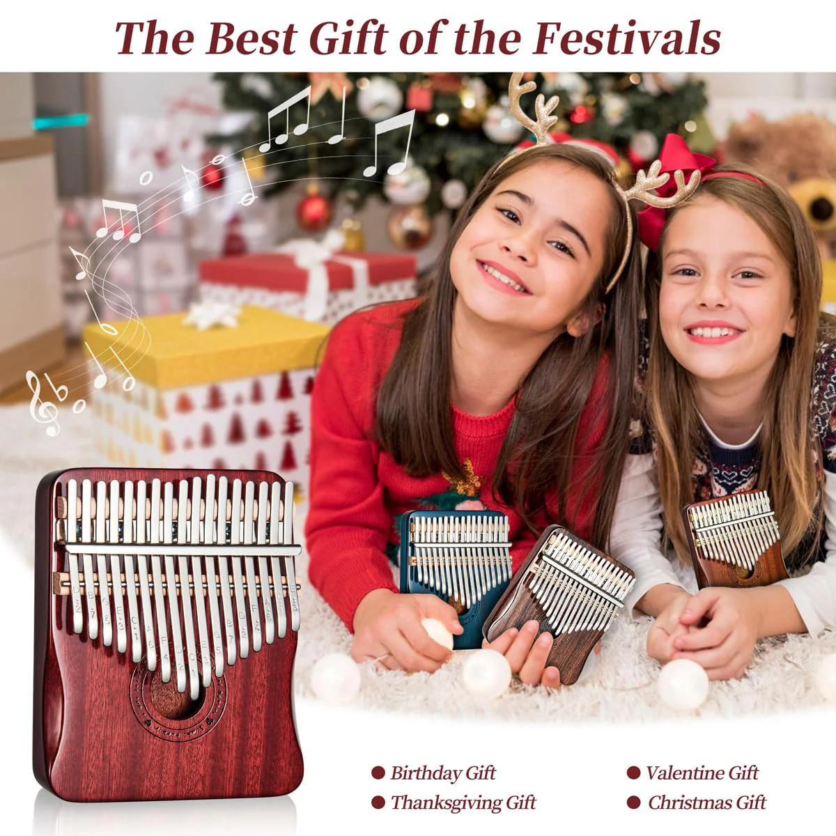 Kalimba Thumb Piano 17 Keys Finger piano (Wine red) Wine red - Image 7