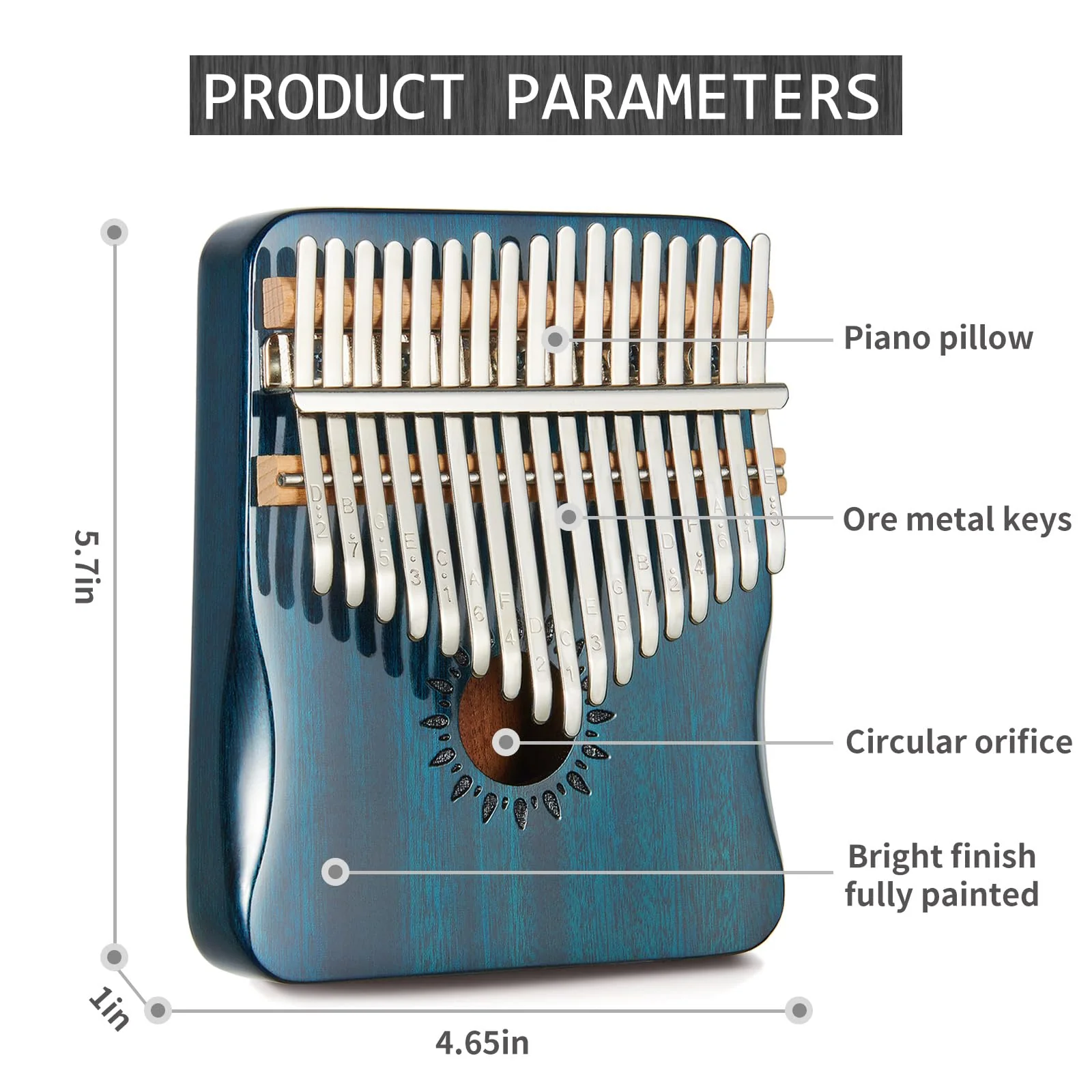 Kalimba Thumb Piano 17 Keys, Portable Mbira Finger Piano Gifts for Kids and Adults Beginners (blue) blue - Image 5