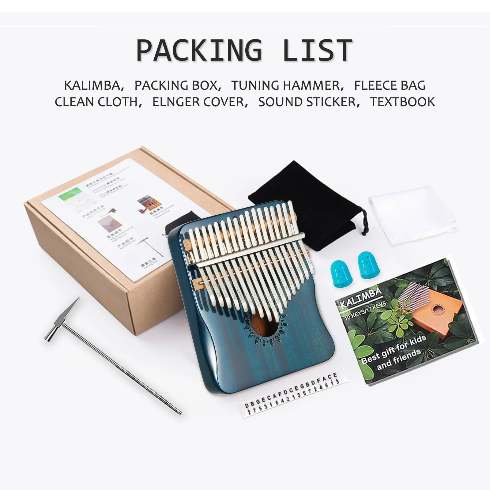 Kalimba Thumb Piano 17 Keys, Portable Mbira Finger Piano Gifts for Kids and Adults Beginners (blue) blue - Image 6