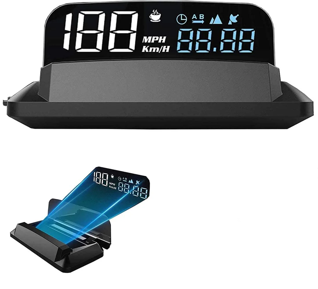 KAOLALI Universal Car HUD GPS Speedometer Head Up Display Digital Speed 3D Reflection for Cars Digital Speed MPH Overspeed Alarm Connect by USB Cable