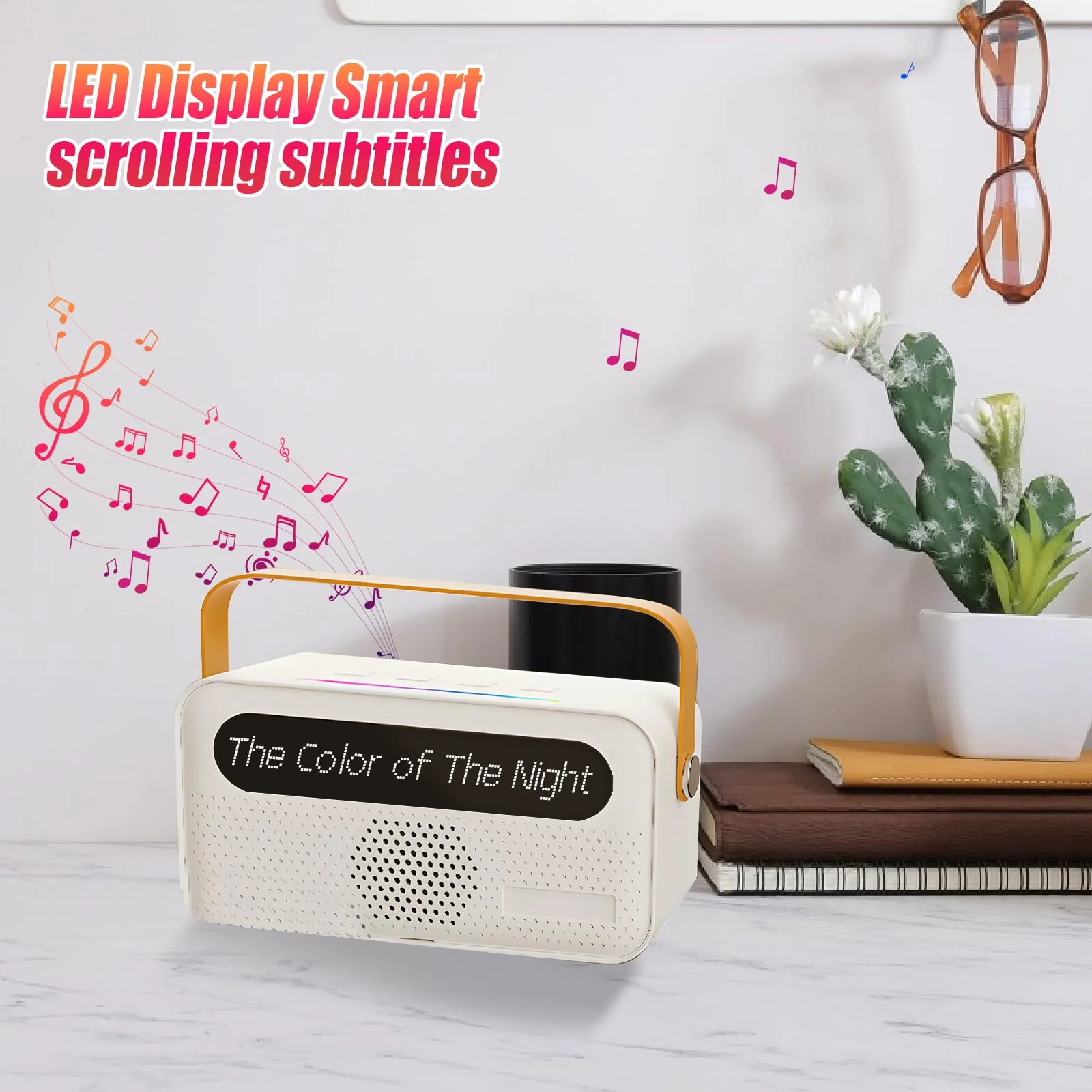 Karaoke Machine for Kids and Adults, Portable Bluetooth Speaker with 2 Wireless Microphone, with Lyrics Display, for TV, Home Party, Kids Gift for Girls Boys Family Party Birthday (White) White - Image 3
