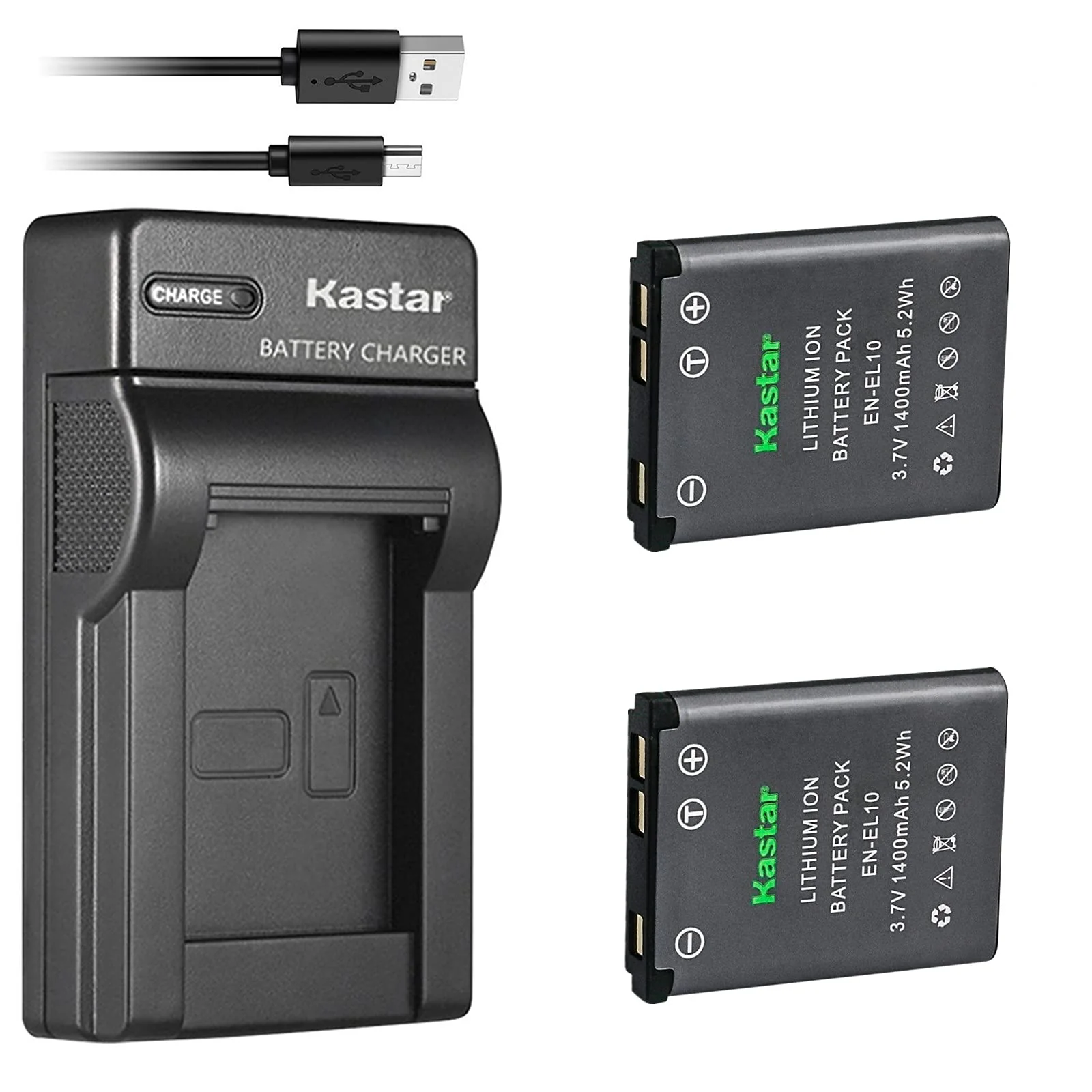 Kastar Battery (X2) & Slim USB Charger for EN-EL10 MH-63 and Coolpix S60, S80, S200, S210, S220, S230, S500, S510, S520, S570, S600, S700, S3000, S4000, S5100 + More Camera