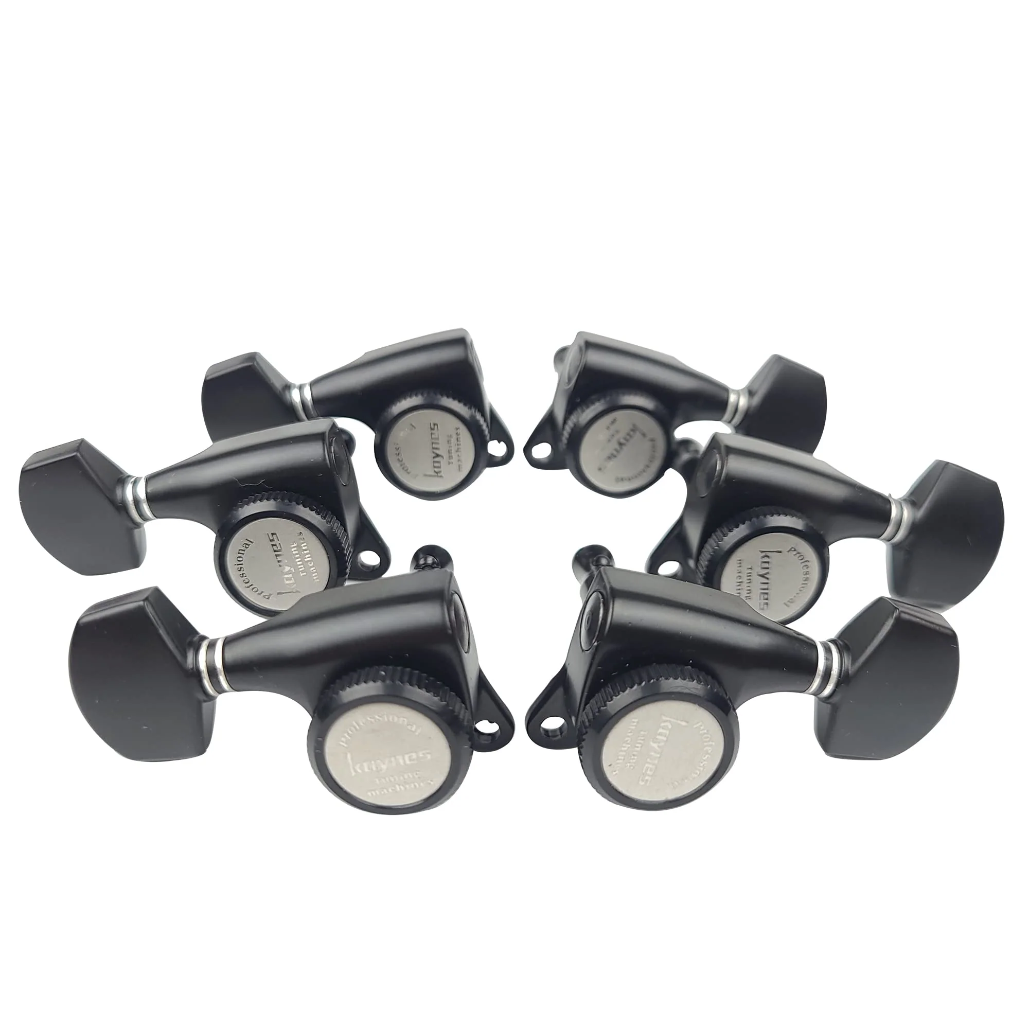 Kaynes Guitar Locking Tuners – 18:1 Black Lock String Tuning Keys Pegs Machine Heads Tuners for Strat Tele Lespaul LP SG most Electric or Acoustic Guitars (3R 3L, Black) 3R 3L