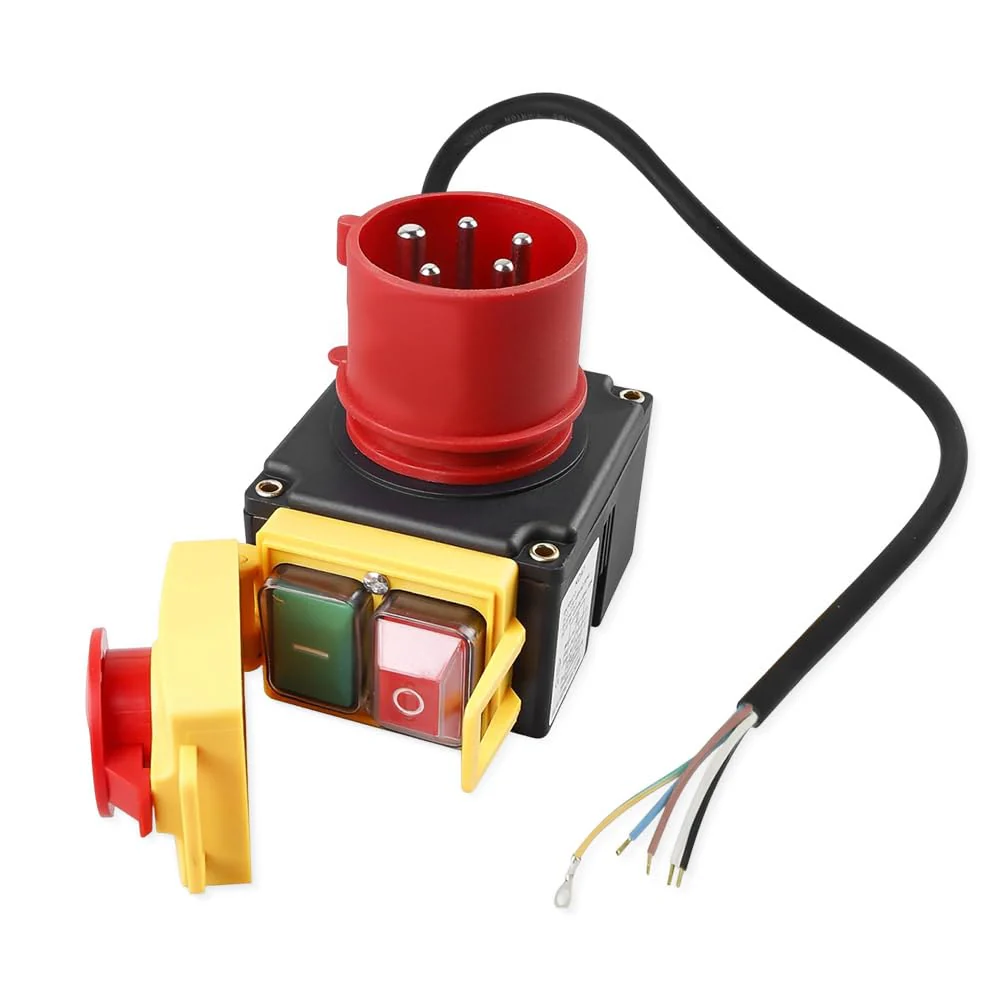 KEDU KOA7 Motor Protection Switch 400 V, 3-Phase Plug Switch with CEE Plug, Machine Switch with Phase Inverter & 67 cm Cable, Waterproof Electromagnetic Switch for Wood Splitter, Identical Design