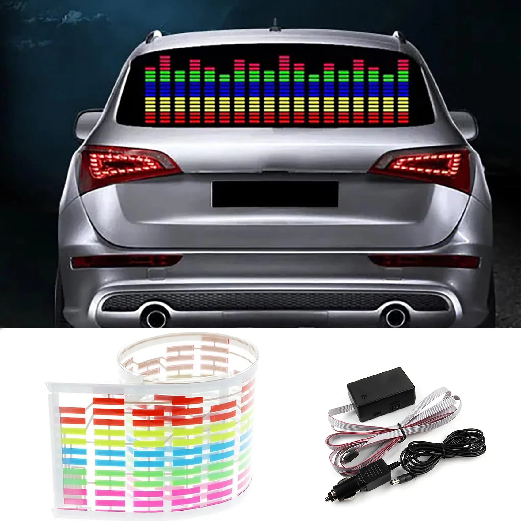keeda Sound Music Activate Sensor Car Auto Sticker LED Light Equalizer Glow LED Light Audio Voice Rhythm Lamp (Multicolor, 90x25 cm) Multicolor