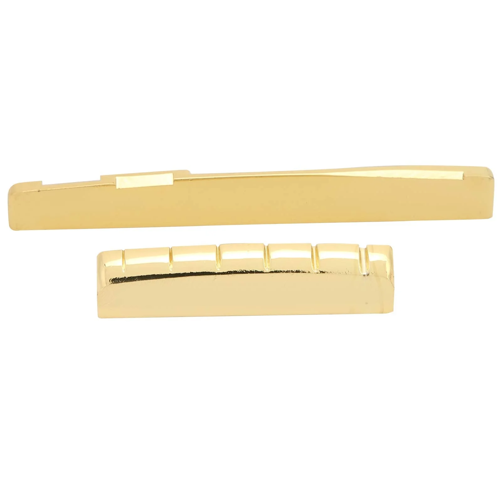 Keenso Guitar Nut and Saddle Set, Guitar Cattle Bone Saddle Metal Acoustic Brass Bone Bridge Saddle for 6 String Musical Instrument Accessories 76mm Saddle