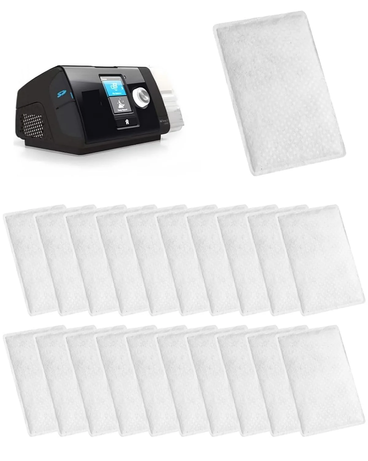 KEMUZ Pack of 20 Premium CPAP Filters for ResMed AirSense 10/11, AirCurve 10, S9 & Löwenstein Prism Smart - Fine Dust Protection, Pollen Filter, Hygienic Disposable Filters for Sleep Apnea Devices