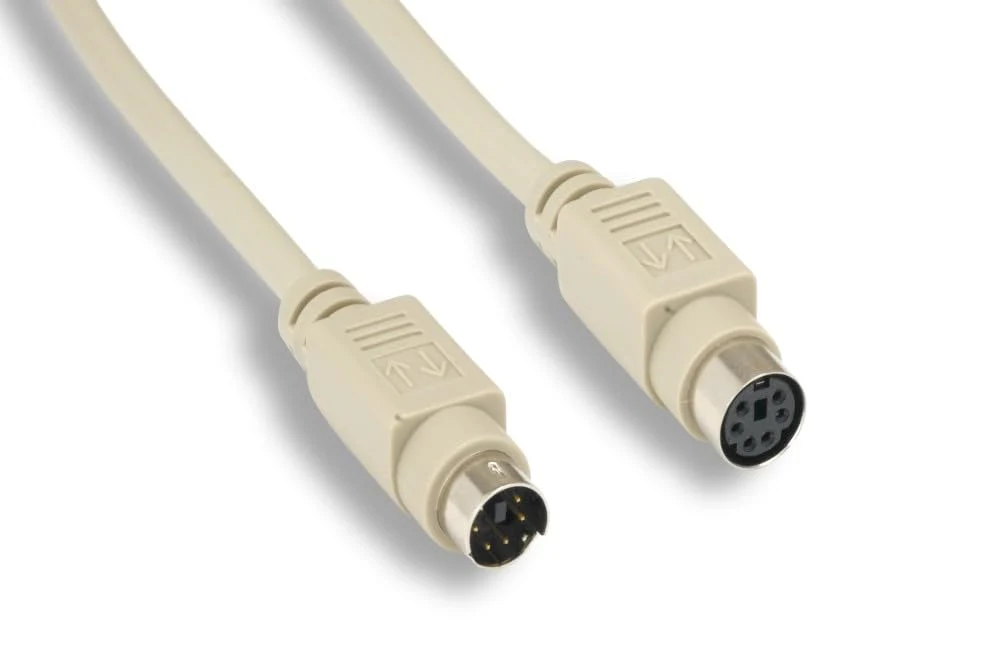 KENTEK 15 Feet FT Mini DIN6 MDIN6 PS/2 Keyboard Mouse Extension Cable Cord 28 AWG Molded 6 Pin Male to Female M/F for PC Mac Linux