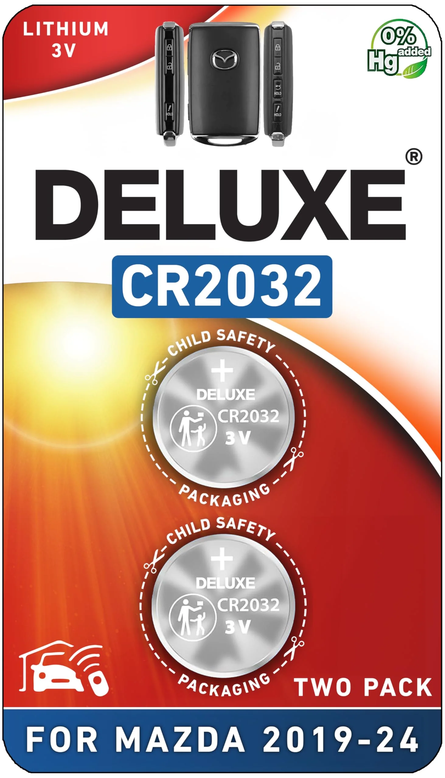 Key Fob Replacement Batteries for Mazda (2019-2024) 3 6 CX-5 CX-30 CX-9 CX-50 CX-90 CX-3 CX-70 MX-5 Miata (Pack of 2) Smart Remote (Check Fitment Guide)